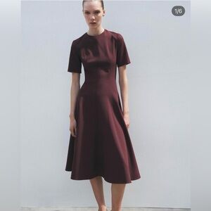 Zara Maroon Long Sleeve Dress